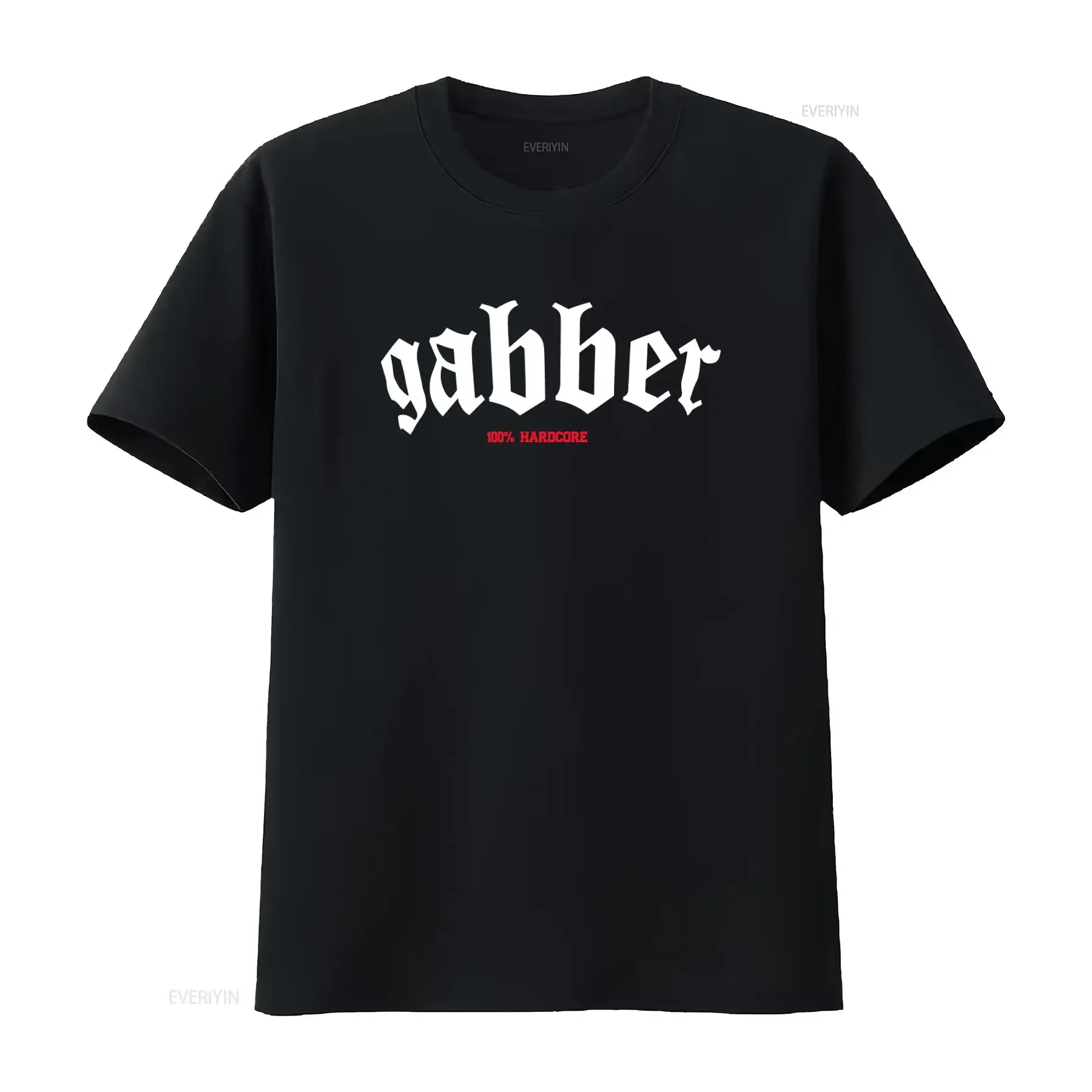 Camiseta para hombre Gabber Big 100 HARDCORE con logo negro Hakcow Techno vintage lavada versátil suave gráfica cómoda