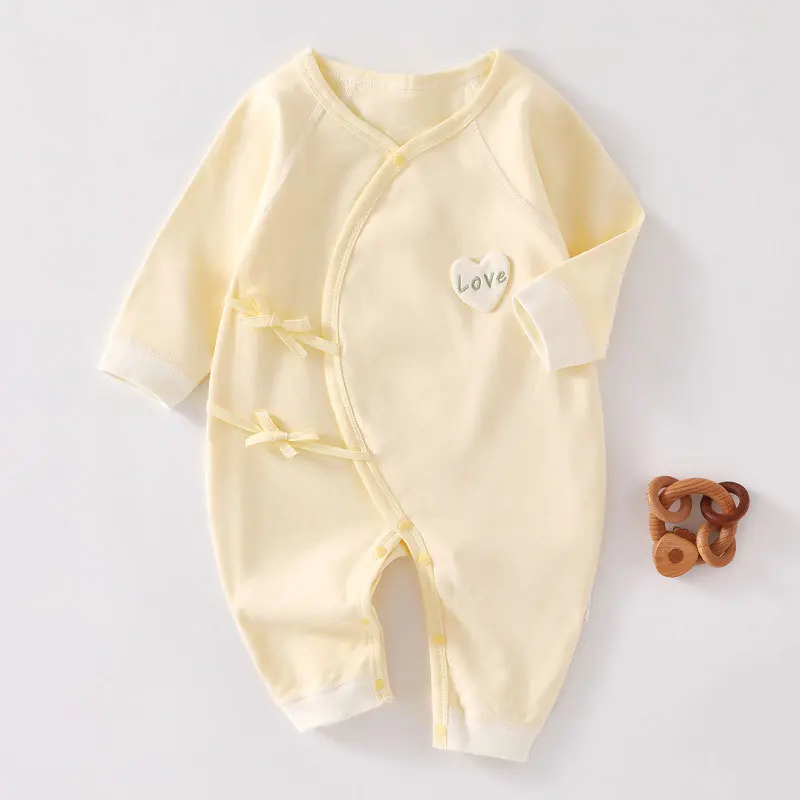 SOUENIE Four Season Cotton Butterfly Newborn Romper Double Layer Belly Protection Spring Autumn Base Crawling Onesie