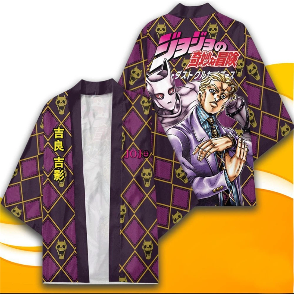 Anime JoJo\'s Bizarre Adventure Kira Yoshikage Haori Kimono Cosplay Costume Coat Shirt Cloak Bathrobe Pajamas Birthday Gift