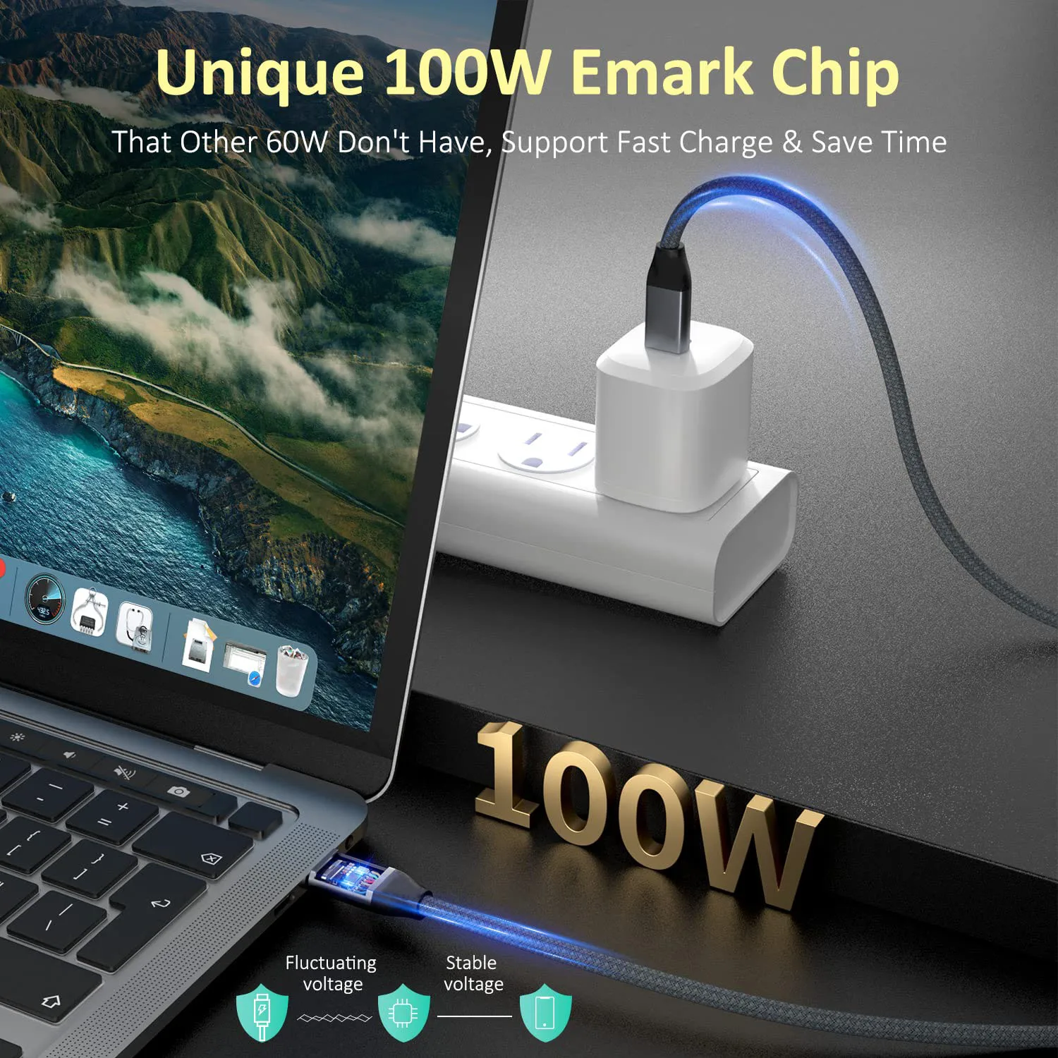 كابل USB C إلى C 100 وات شحن سريع 20 فولت/5A PD USB 3.1 Gen 2 10Gbps 4K 60 هرتز شريحة عرض إلكترونية لشاشة Google Pixel #3