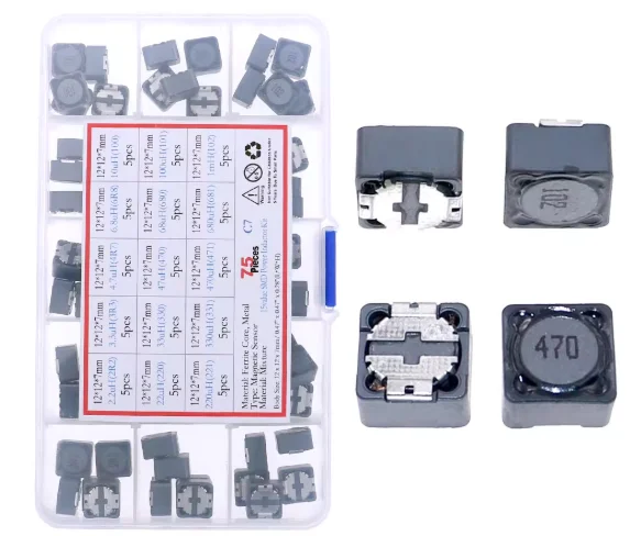 

15 types of 75 CD127 patch power inductors, 12*12*7mm shielded inductors, 2.2uH to 1mH, mixed assembly kit