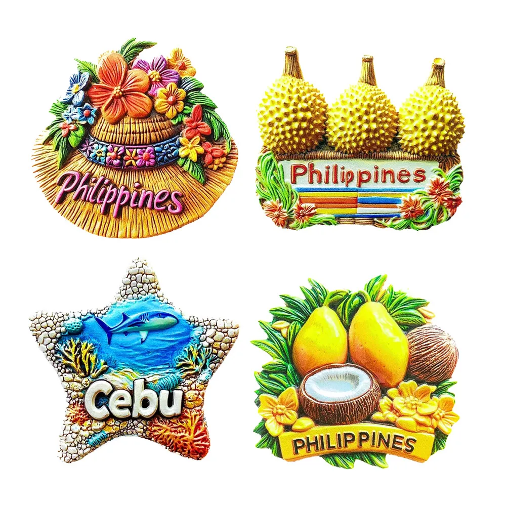 Asia Philippines Cebu Fruit Durian Coconut Fridge Magnets Decoration Articles Handicraft Magnetic Refrigerator Collection Gift