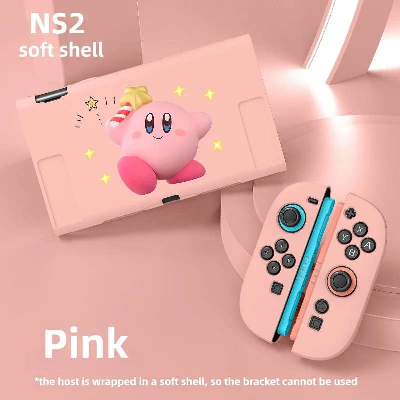 Funda protectora Kirby para Nintendo Switch 2, carcasa blanda de dibujos animados, funda protectora dividida para consola Switch, accesorios de juego Joycon