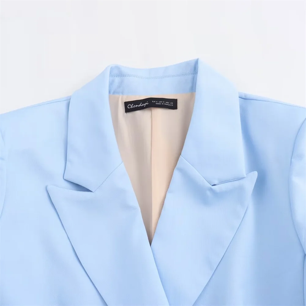 TRAF Autumn New Product Women\'s Fashion Classic with Shoulder Pads Double breasted Suit Coat