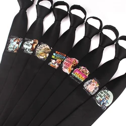 Hot Selling Style Zipper Ties for Men Women Easy Pull Black Neck Tie Polyester Funny Print Neckties for Boy Girls