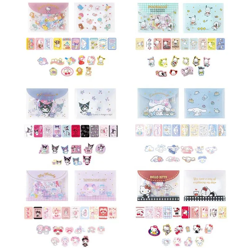 sanrio cinnamoroll adesivos kawaii pochacco kitty scrapbooking faca voce mesmo diario adesivo decorativo etiqueta de papelaria 28 pacotes por lote 01