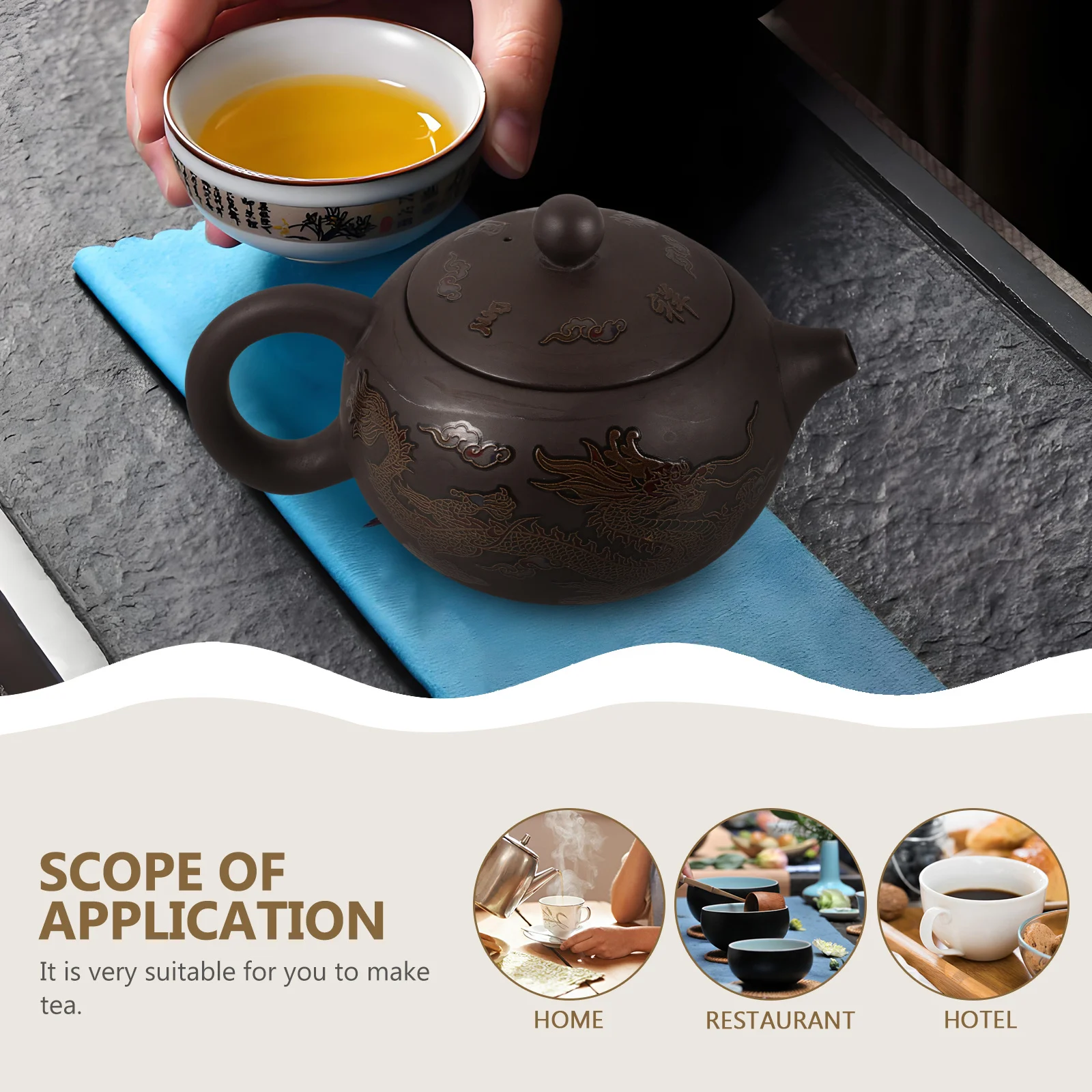 

Purple Clay Teapot Handmade Chinese Dragon Design Large Capacity Kung Fu Tea Pot Dragon Teaware Tea Pot
