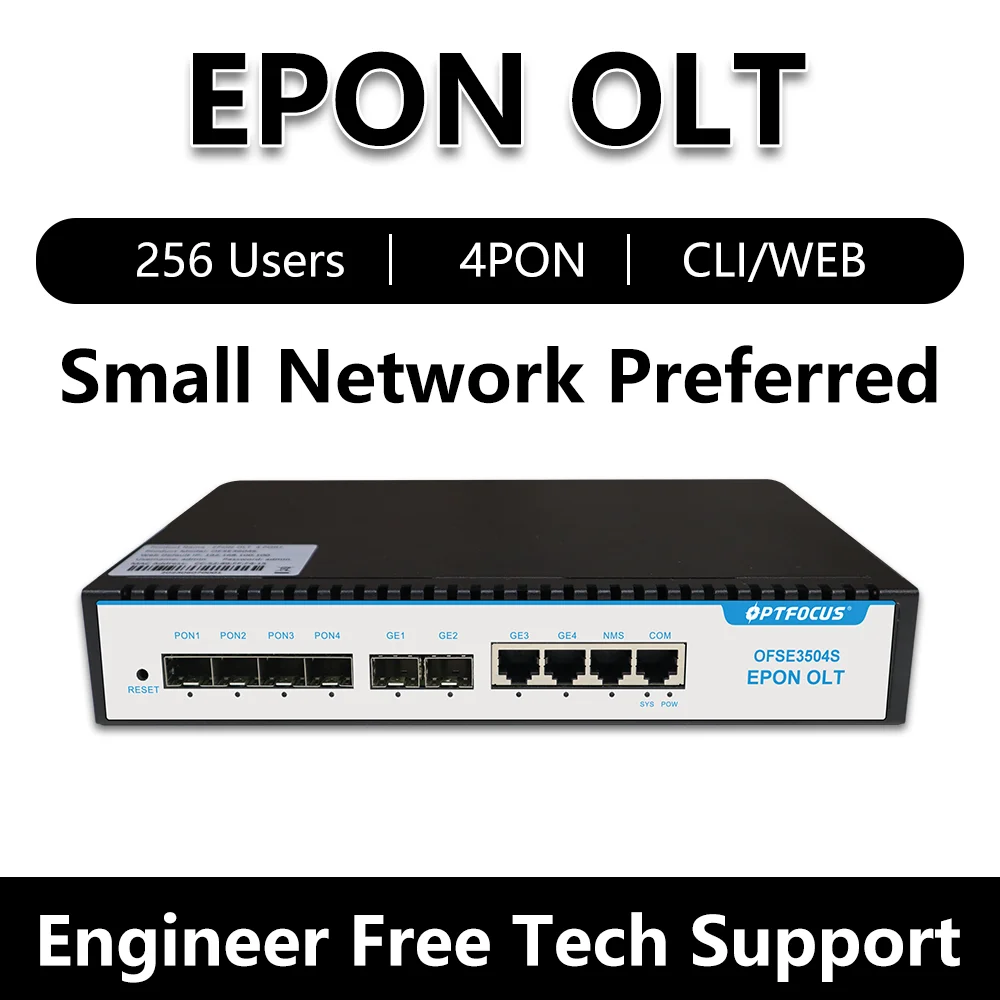 EPON OLT 4PON PX20+ GBIC EPON OLT 4port 1G Uplink 20km Compatible with All Brand of ONU 256 Users