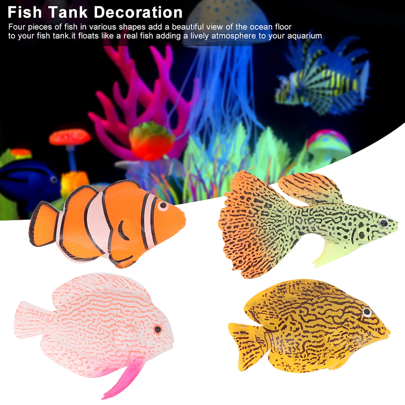 Aquarium-Fisch Leuchtender Silikon-Kunstfisch Landschaftsornament Dekorationszubehör Künstlicher Aquarium-Fisch