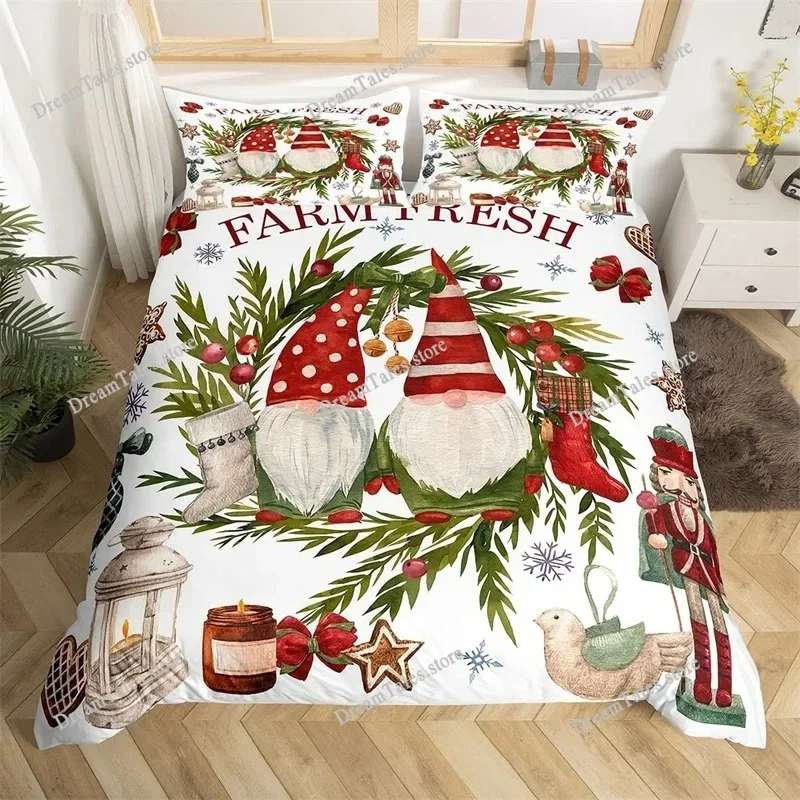 

Kids Cartoon Bee Gnomes Duvet Cover King Size White Daisy Floral Bedding Set Cute Honey Bee Comforter Cover for Boys Girls Room