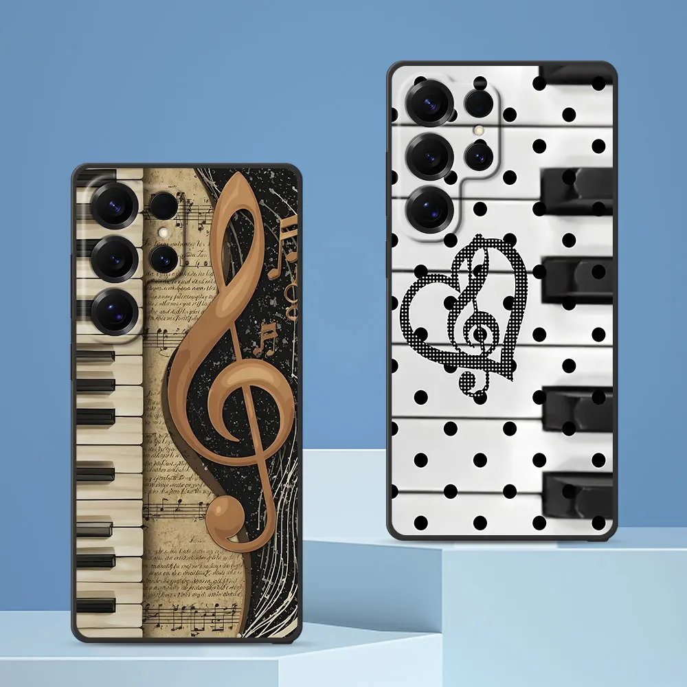 Niche Design Piano Art Keyboard Star Case for Samsung Galaxy S24 S22 S23 S25 S20 FE S7 Edge S9 S10 S21 Ultra S8 Plus TPU Cover
