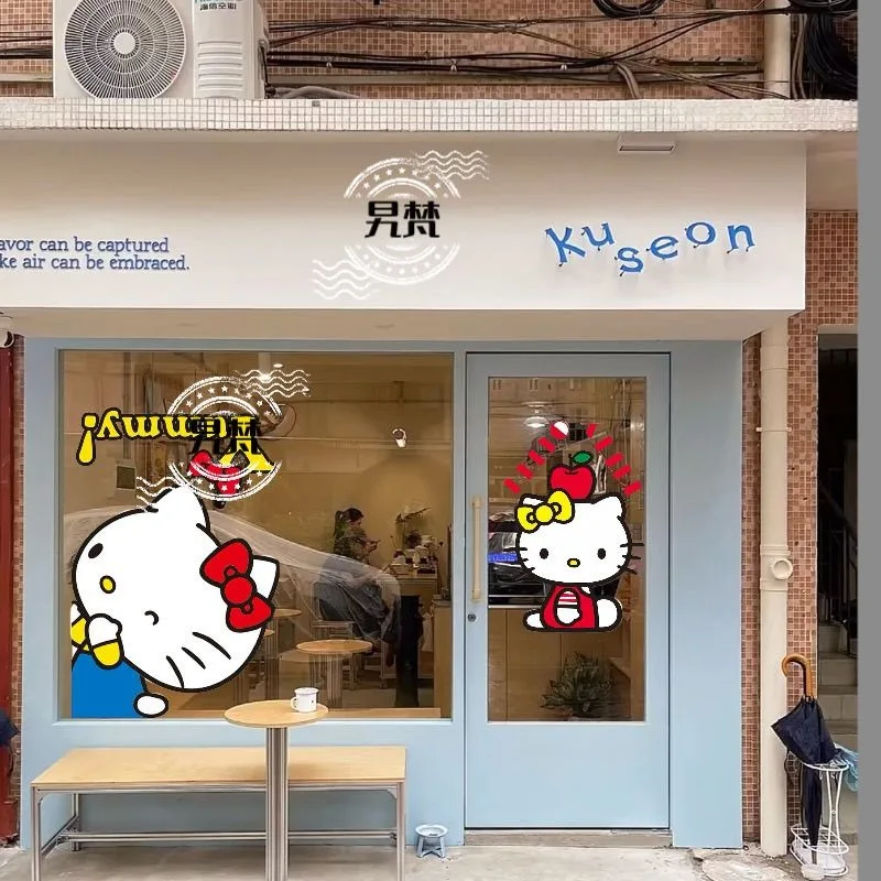 

Hello Kitty аниме Kawaii Sanrio Ins модные наклейки на окна милые ванная комната туалет раздвижная дверь стекло декоративные наклейки подарки