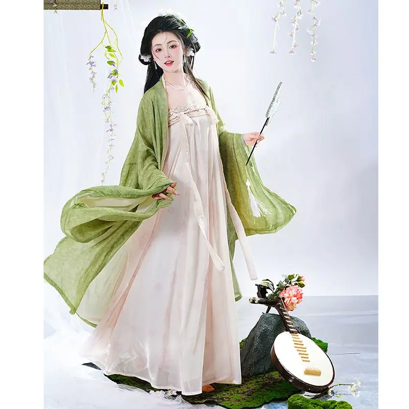 3pcs Hanfu Female Tang style recovery spring summer Chinese Hanfu Dress Ancient Skirt palace embroidered print Hanfu Full Set