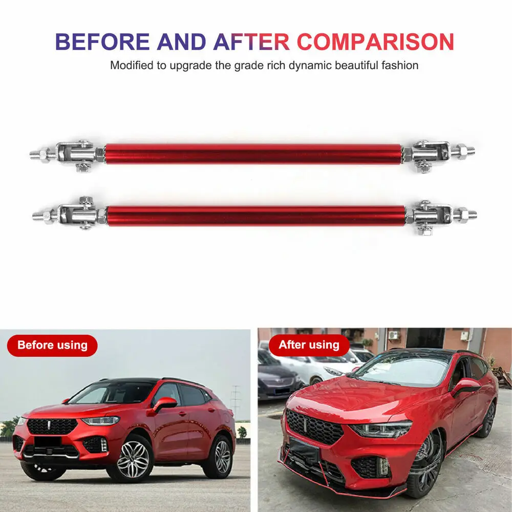 

Universal for HONDA NISSAN MAZDA TOYOTA car Accessories Red Adjustable Front Bumper Lip Splitter Strut Rod Support Bar 20cm