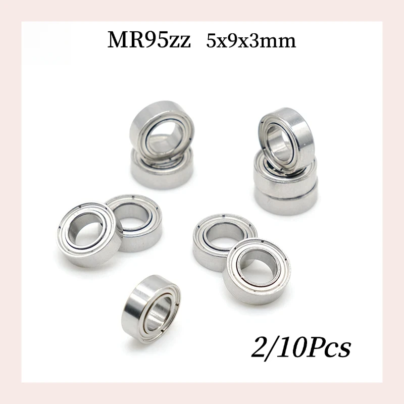 2/10Pcs MR95ZZ Mini Deep Groove Ball Bearings 5×9×3mm Double ZZ Metal Shield Chrome Steel Tiny Thin Wall Bearings