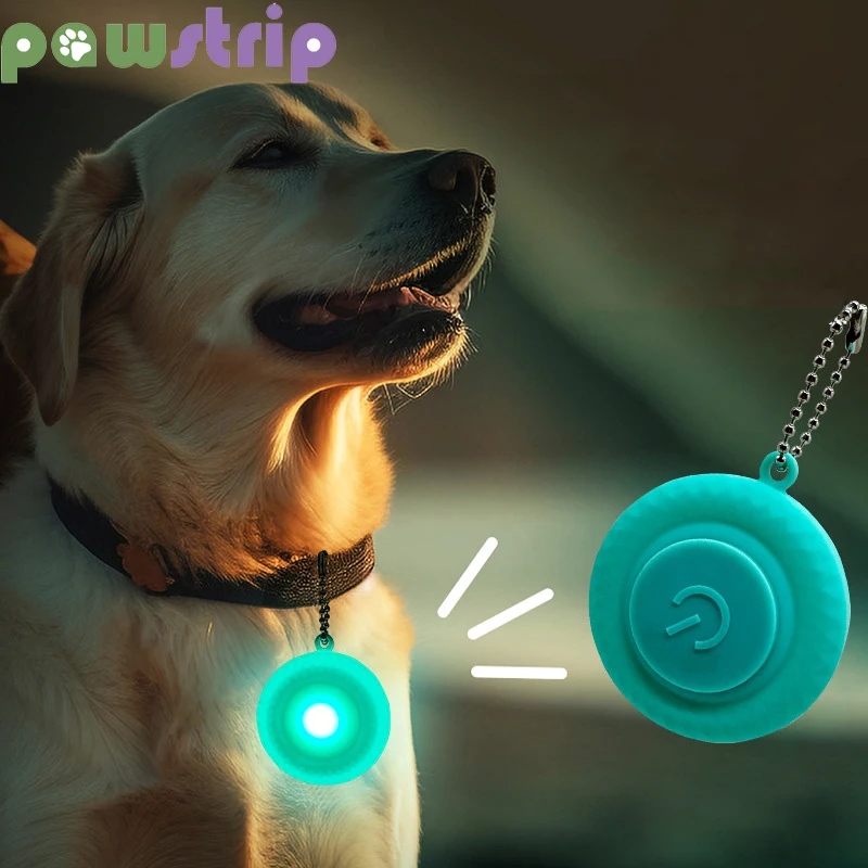 LED Pet Pendant Collar Silicone Waterproof Luminous Dogs Cats Necklace for Outdoor Walking Night Safety Collars Pet Accessories