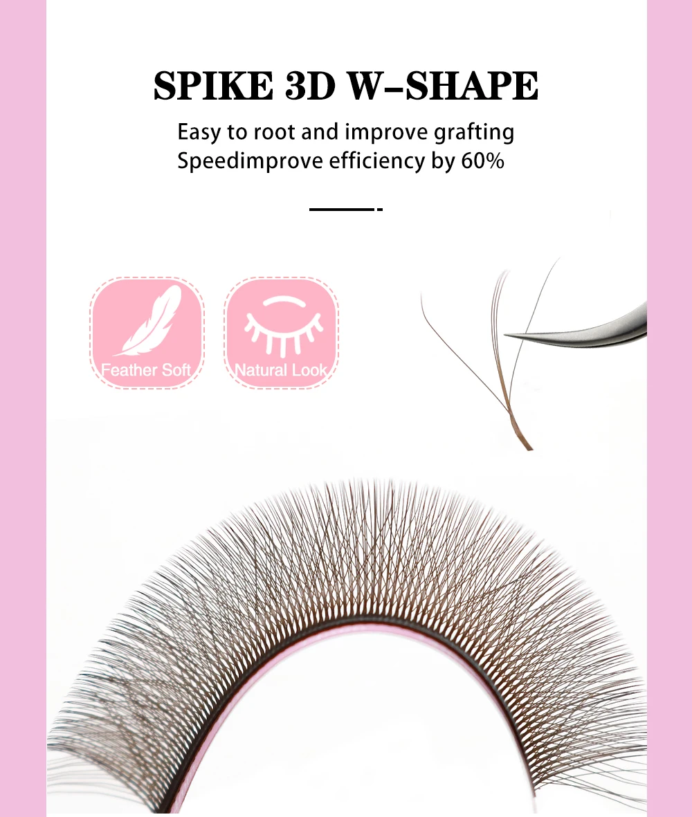 Qeelasee Wimpern Braun Automatische Blüte W-Form Bloom 3D 4D 5D 6D Spike 3D W Vorgefertigte Fächer Cílios Extensions Natürlich weich – Detail 4