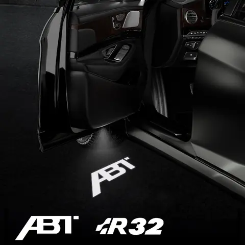 For ABT R32 Logo Polo Golf 5 6 7 A5 A7 A1 SQ5 TT RS6 RS3 RS4 RS5 Q7 Q5 Q8 A3 Car HD Door Welcome Light Led Projector Lamp 1/2PCS