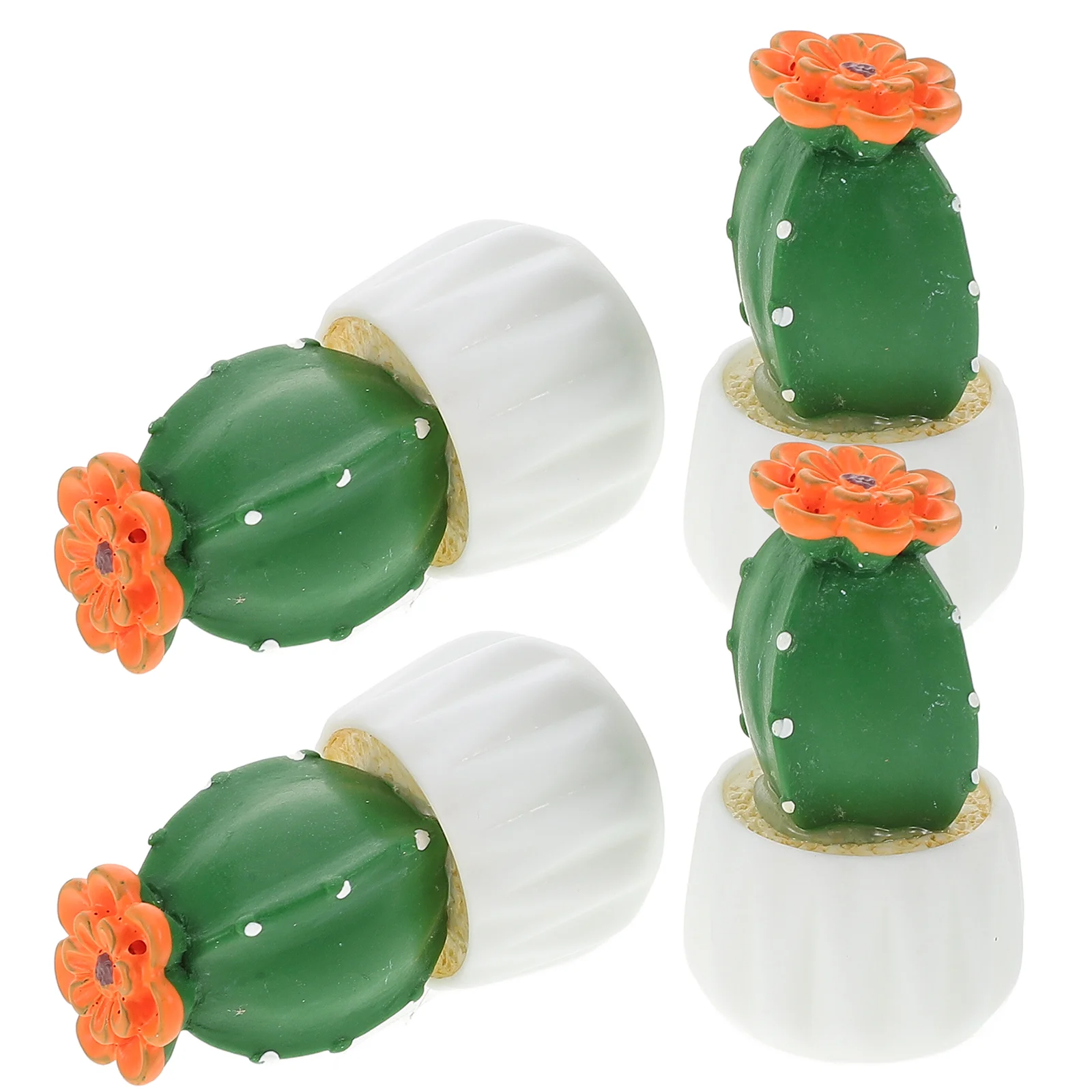 

4 Pcs Cactus Ornament Artificial Plants Indoor for Home Decor Fake Desktop Adornments Potted Resin Ornaments Bonsai