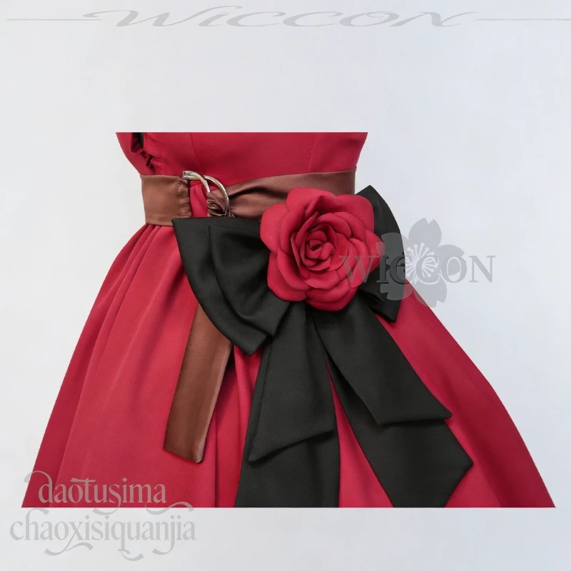 Аниме-игровой проект Sekai Косплей Mikkuu Зимняя рождественская вечеринка Вечернее платье без рукавов Готическая красная шляпа с цветком Лолиты Лук Хэллоуин