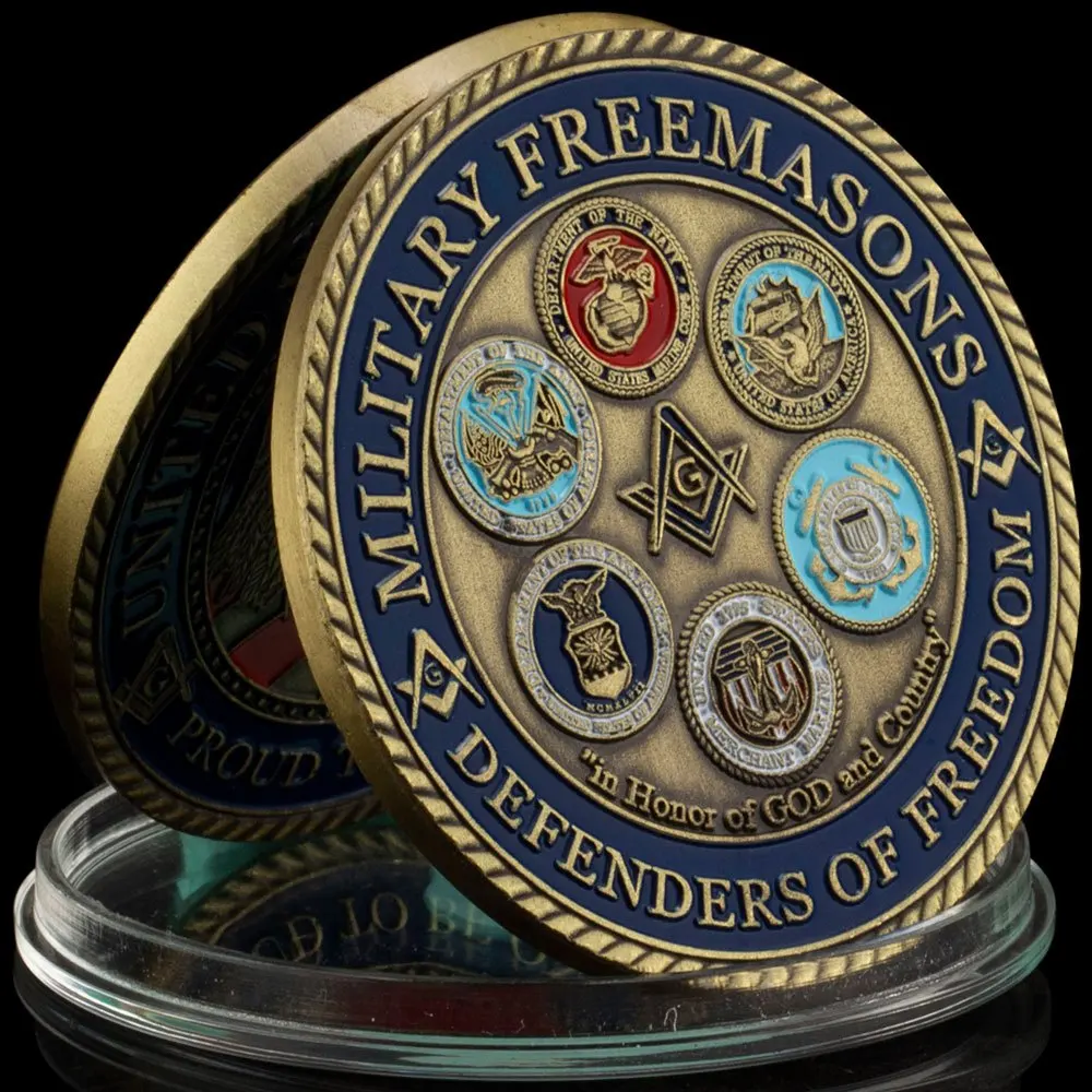 United States Freemason Souvenir Coin Military Freemason Defenders of FreemasonCollectible Gift Golden Plated Commemorative Coin