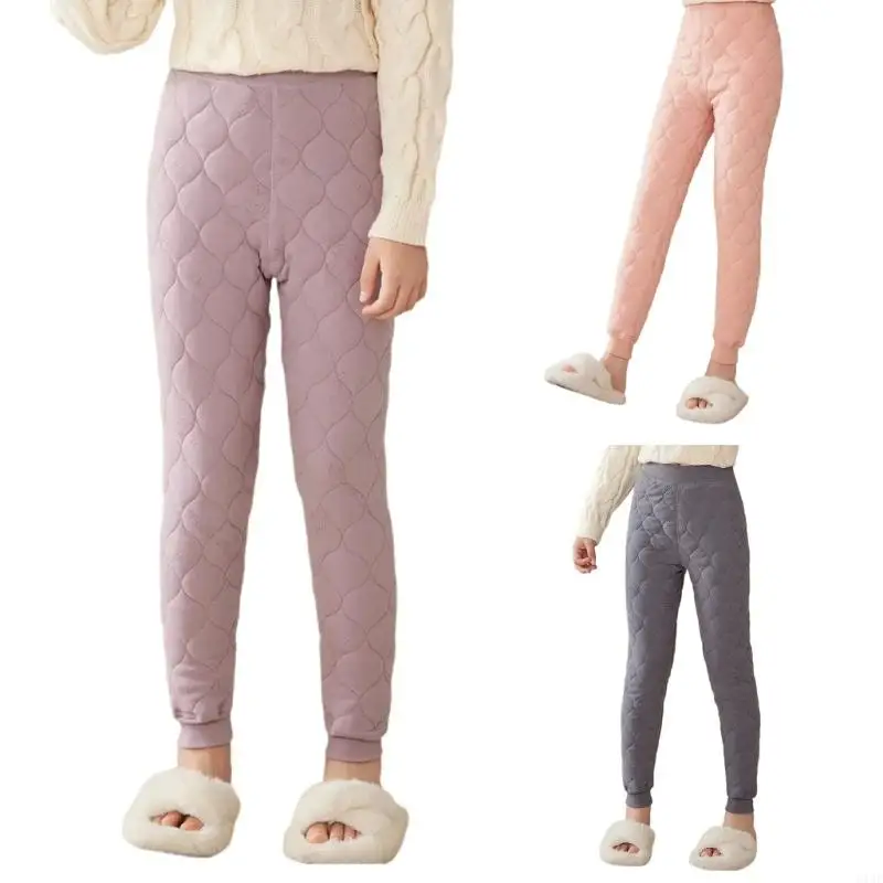 

Y1QF Stretchy Thermal Tights Pants Thermal Leggings Quilted Pants for Girls Children Thick Fleece Lined Leggings Trousers