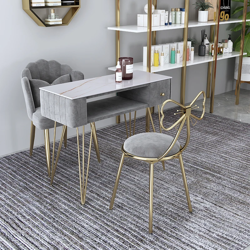 

Nail Art Table And Chair Set Special Single Double Light Luxury Marble Nail Art Table Nordic Double Layer