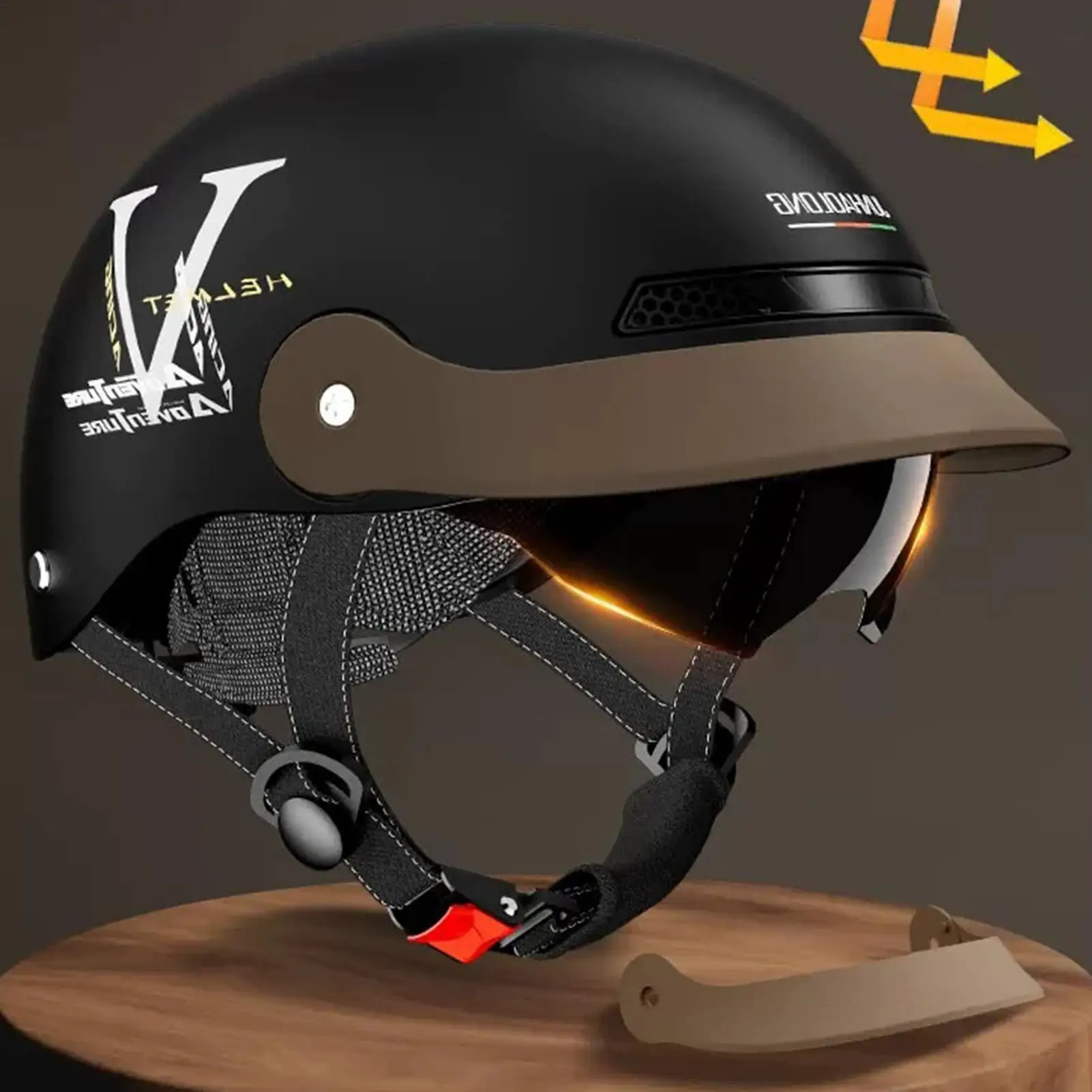 

Открытый мотоциклетный шлем Открытый шлем с солнцезащитным козырьком Защитное снаряжение с быстросъемной пряжкой для мужчин и женщин Велоспорт Горы