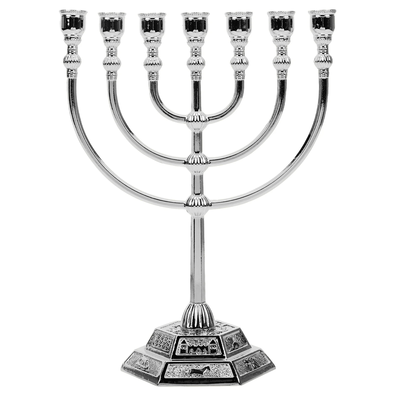 Religion Candlesticks Ornaments for Home Candelabra Lampstand Hanukkah Decor Jewish Holder Metal Gold Tea Light Holders