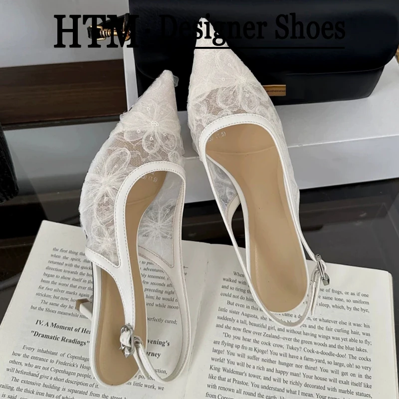 

Slingback High Heel Pumps Sandals Woman Brand Design Pointed Toe Heel Shoes Ladies Elegant Party Pumps мюли женские на каблуке