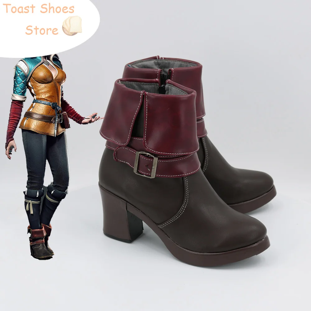 Zapatos de Cosplay Triss Merigold, botas de Carnaval de Halloween, zapatos de cuero PU de Anime, utilería para disfraz