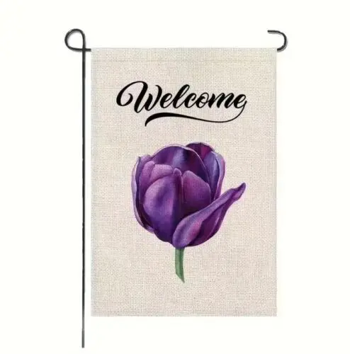 Beautiful Purple Tulip Welcome Garden Flag 12