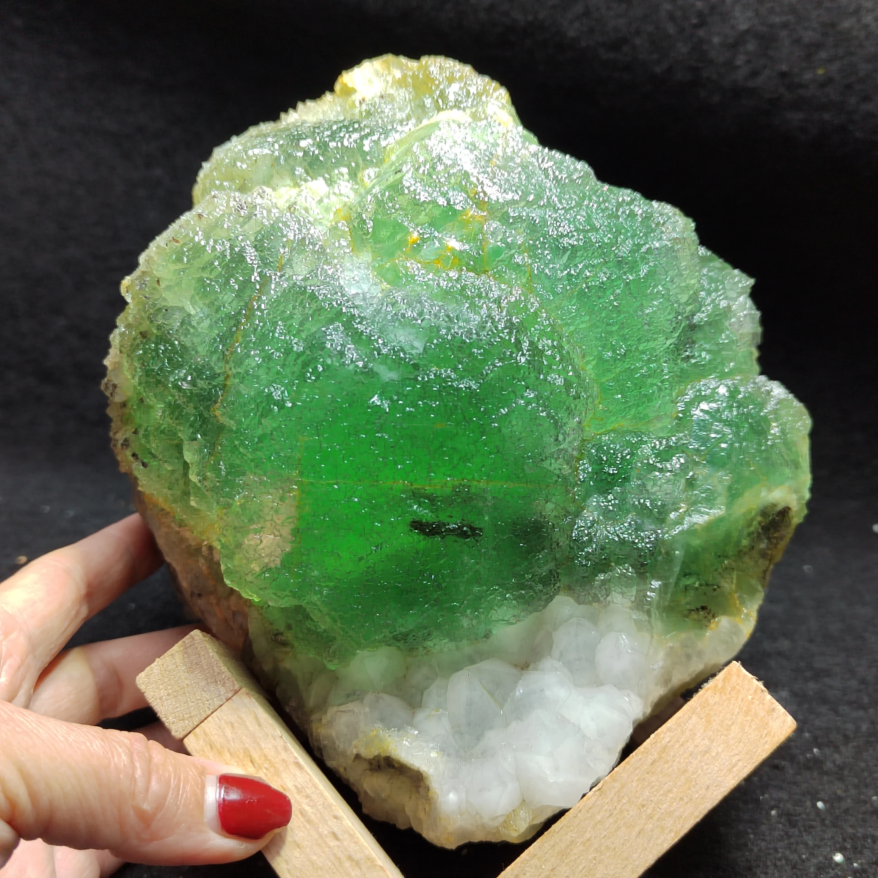 2798g Rare, natural ladder shaped green fluorite and white crystal symbiotic mineral specimen, used to repair home decoration