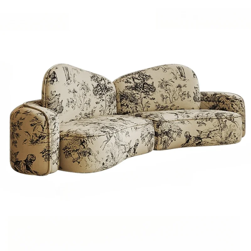 Sillon Cama de diseño, muebles de balcón, sofá curvo de alta calidad, color crema, juegos antiguos, estética creativa, sofás para sala de estar
