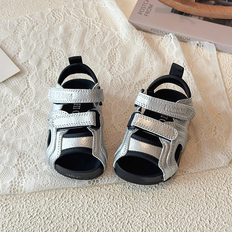 Baby Princess Sandals Soild Color Versatile Toddler Beach Shoes Soft Bottom Non-slip 2026 Summer New Kids Sandals Casual Trendy
