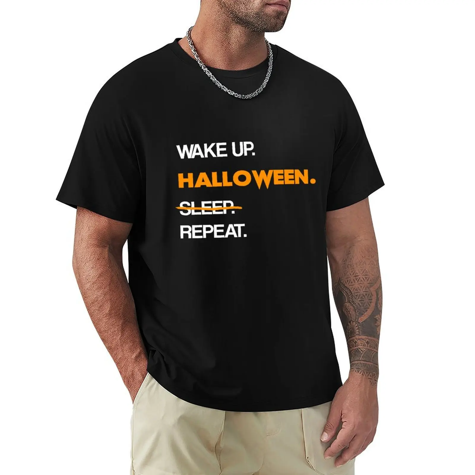 Wake Up. Halloween. Repeat. T-Shirt Daily Casual Short Sleeve Tee Shirt