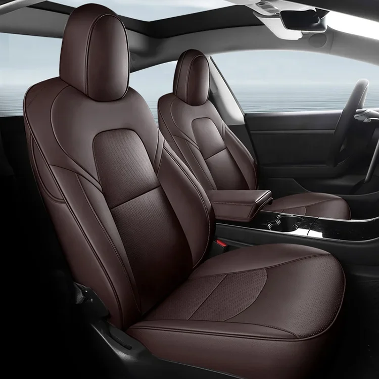 

Fashion universal leather car seats cover leather car seat protector full set car seat cover for Tesle Model 3