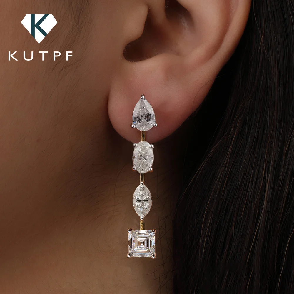 Marquise/Pear/oval/Asscher Cut 2.4cttw Moissanite Drop Earrings for Women S925 Silver Muti-Shape Long Dangle Diamond Earrings