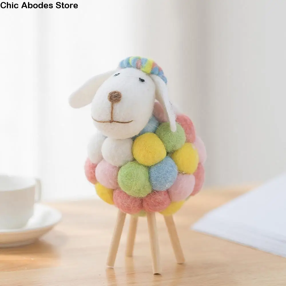 

Handmade Small Holiday Wool Christmas Xmas Party Supplies Home Decoration Statue Miniature Felt Sheep Figurines