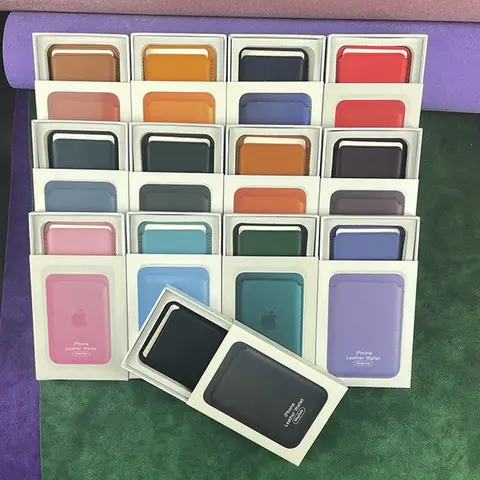 With Box For Apple Magsafe Leather Magnetic Wallet Card Bag Holder Case For iPhone 13 12 14 15 Pro Max Cover Brand Accessories