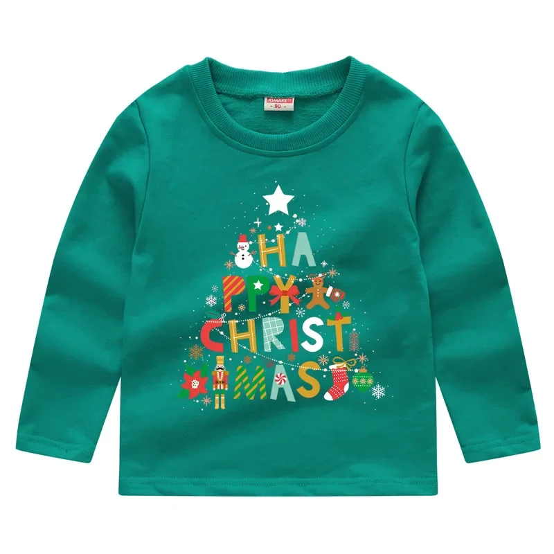 New Christmas T Shirts for Baby Boy Kids Cotton Clothes Toddler Girls Santa Claus Elk Long Sleeve T-shirts Children Cartoon Tops