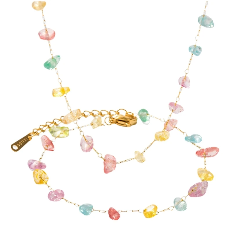  Steel Chain Jewelry with Bright Bead Accent for Party Wear