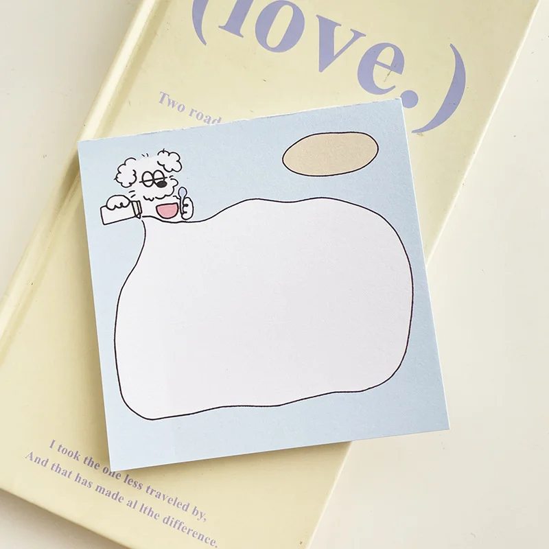 Ins Cartoon Cute Big Eyed Dog Memo Pad Kawaii Square Mini Notepad Dialog Box Message Paper School Stationery 50 Sheets Square