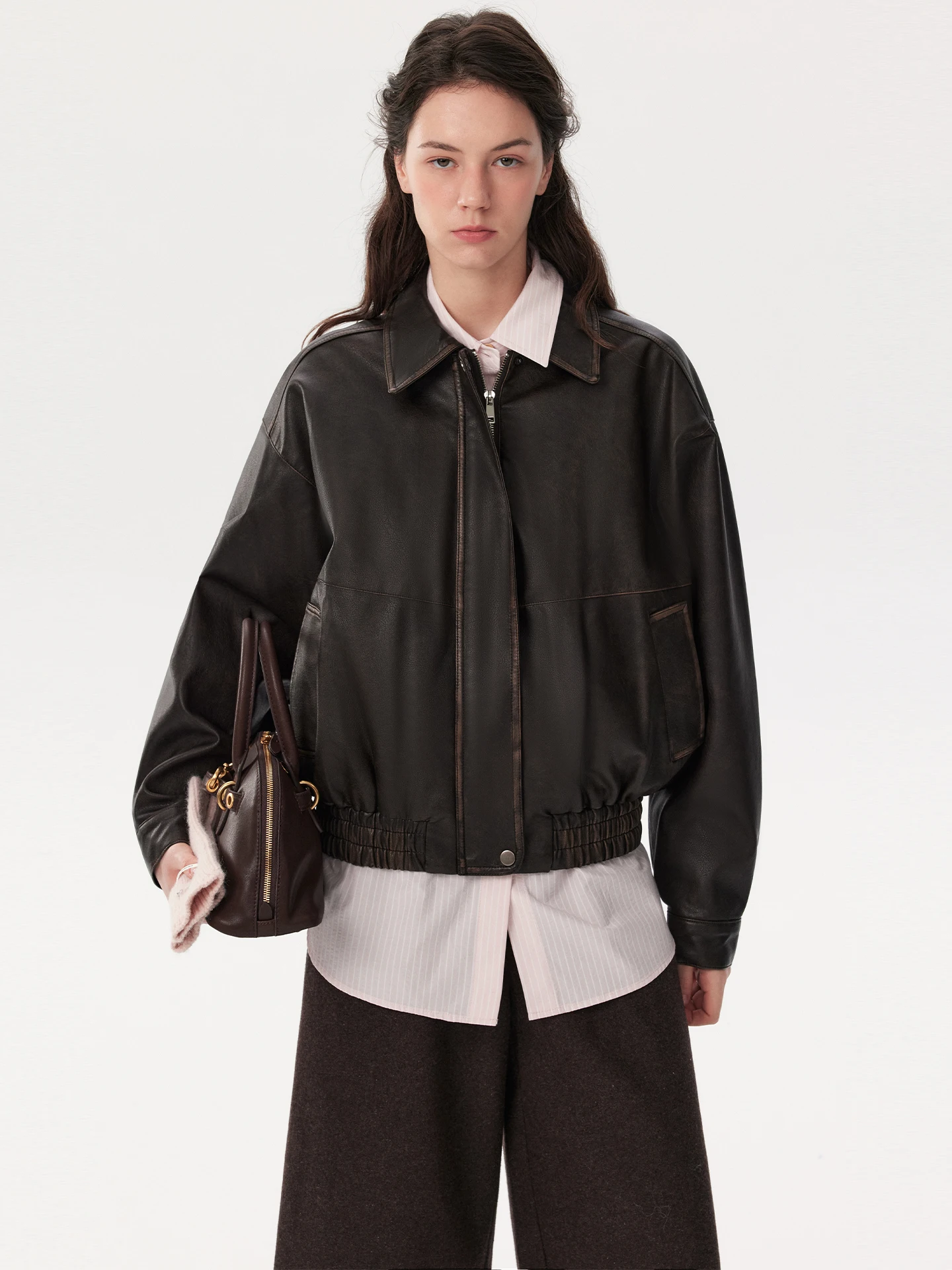 Retro Amerikanische Distressed-Optik PU-Lederjacke Umweltfreundliche Outdoor-Bekleidung für Jugendliche