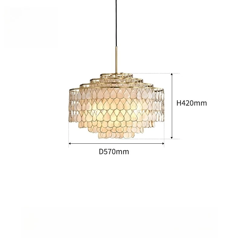 

French medieval brass hemming natural shell dining room chandelier creative living room study bedroom lamp