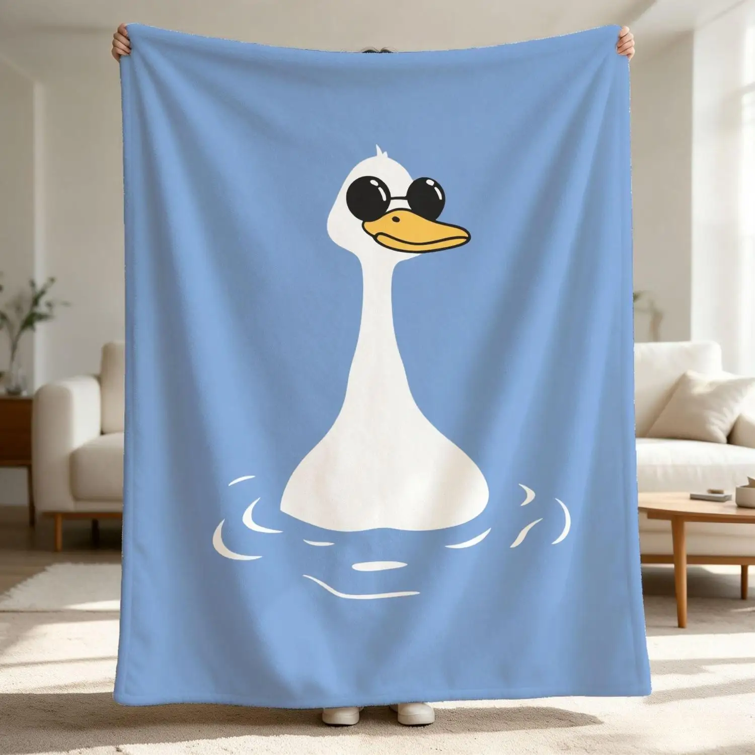 [Flannel Blanket] Fun Duck Sunglasses Blanket, Simple and Stylish, a Must-Have for Cute Room Decoration