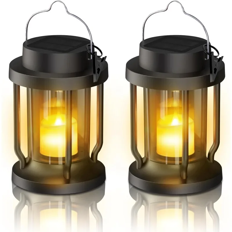 

Solar Lantern Outdoor Indoor Use – Hanging Solar Lights with Realistic Flickering Flameless Candle, Weatherproof for Garden Deco