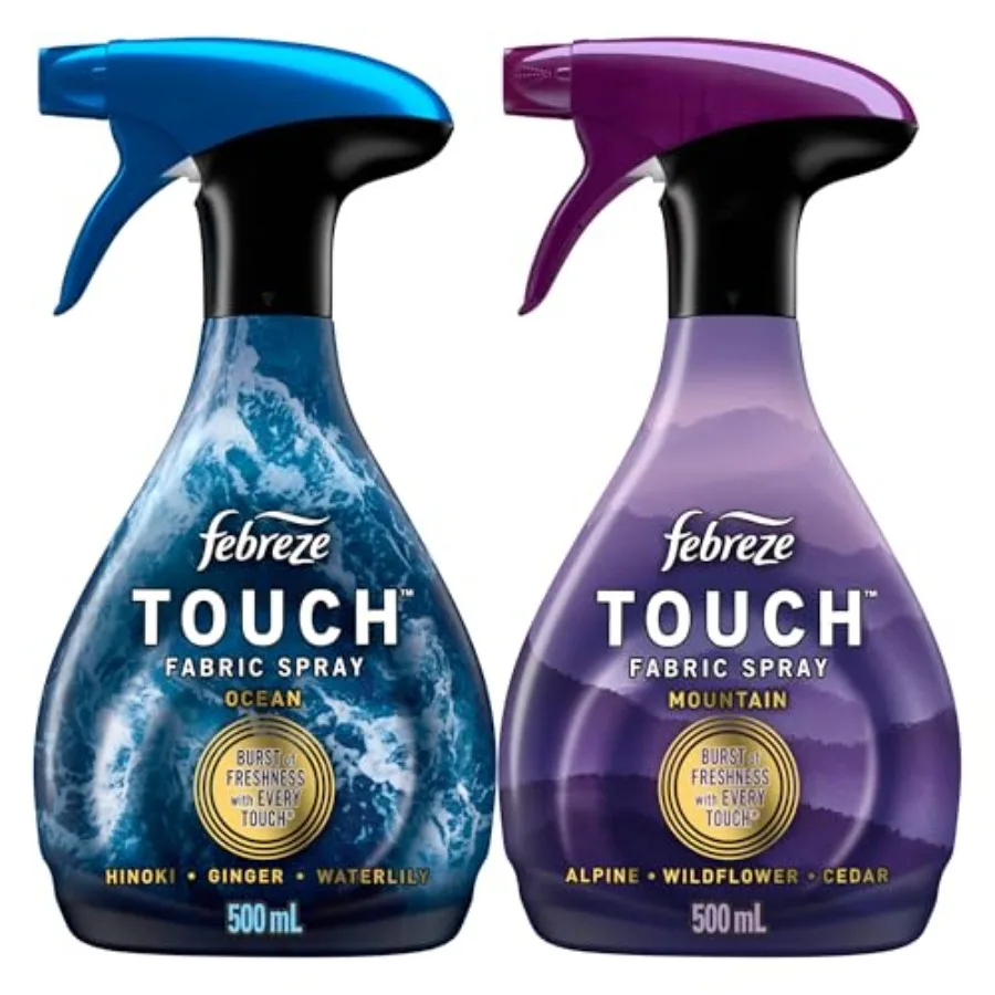 Febreze Touch Spray para Telas, Ambientador, Eliminador de Olores para Ropa, Spray para Sofás y Ropa de Cama, Alternativa a las Bolas para Zapatos, Oc