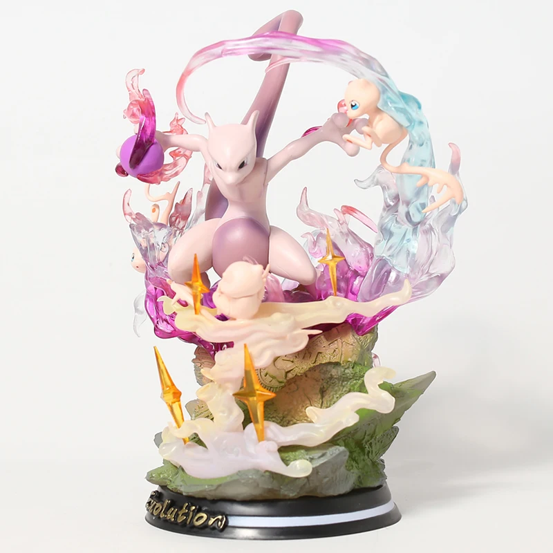البوكيمون Mewtwo Mew البلاستيكية الشكل تحصيل لعبة مجسمة مع الضوء