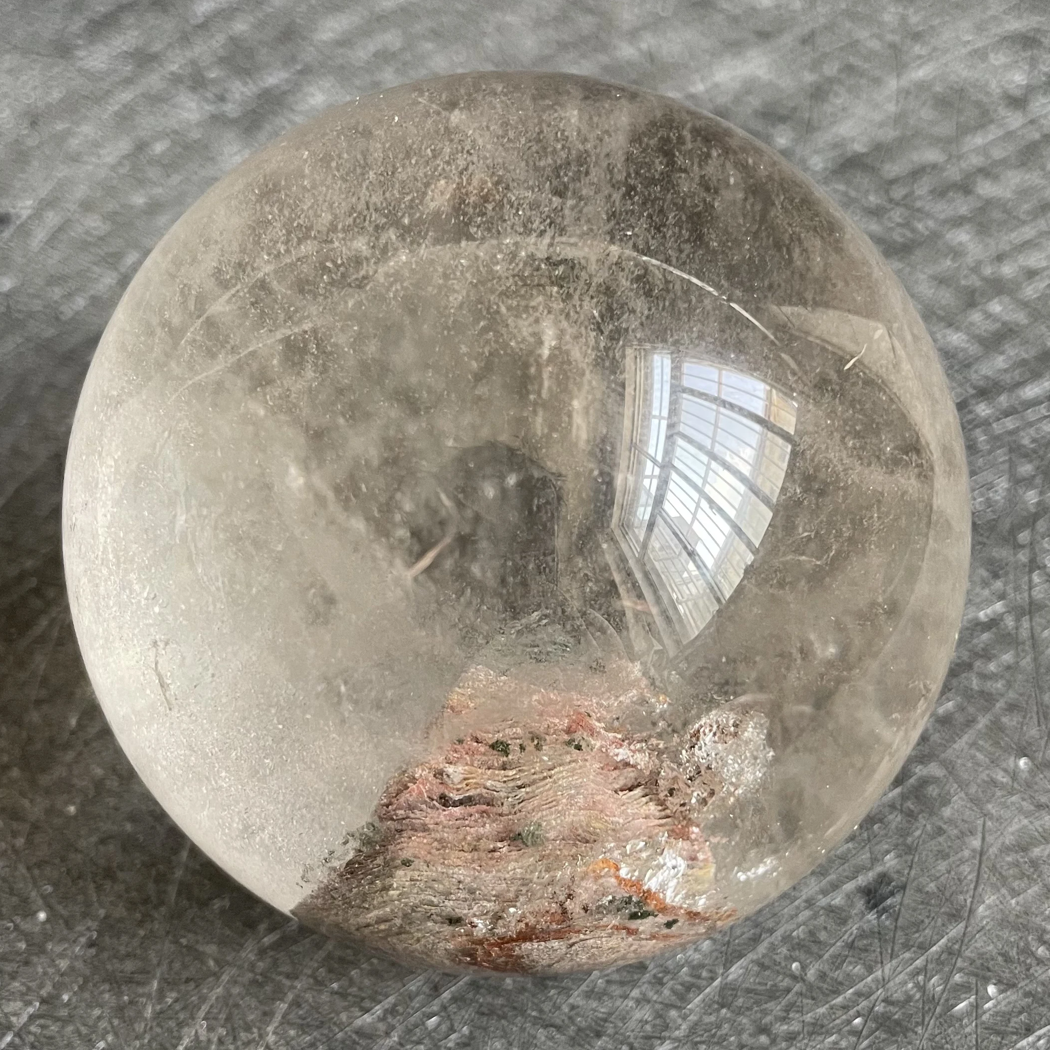 639g Natural Crystal Ball Green Phantom Decoration Polished Quartz Sphere Reiki Healing